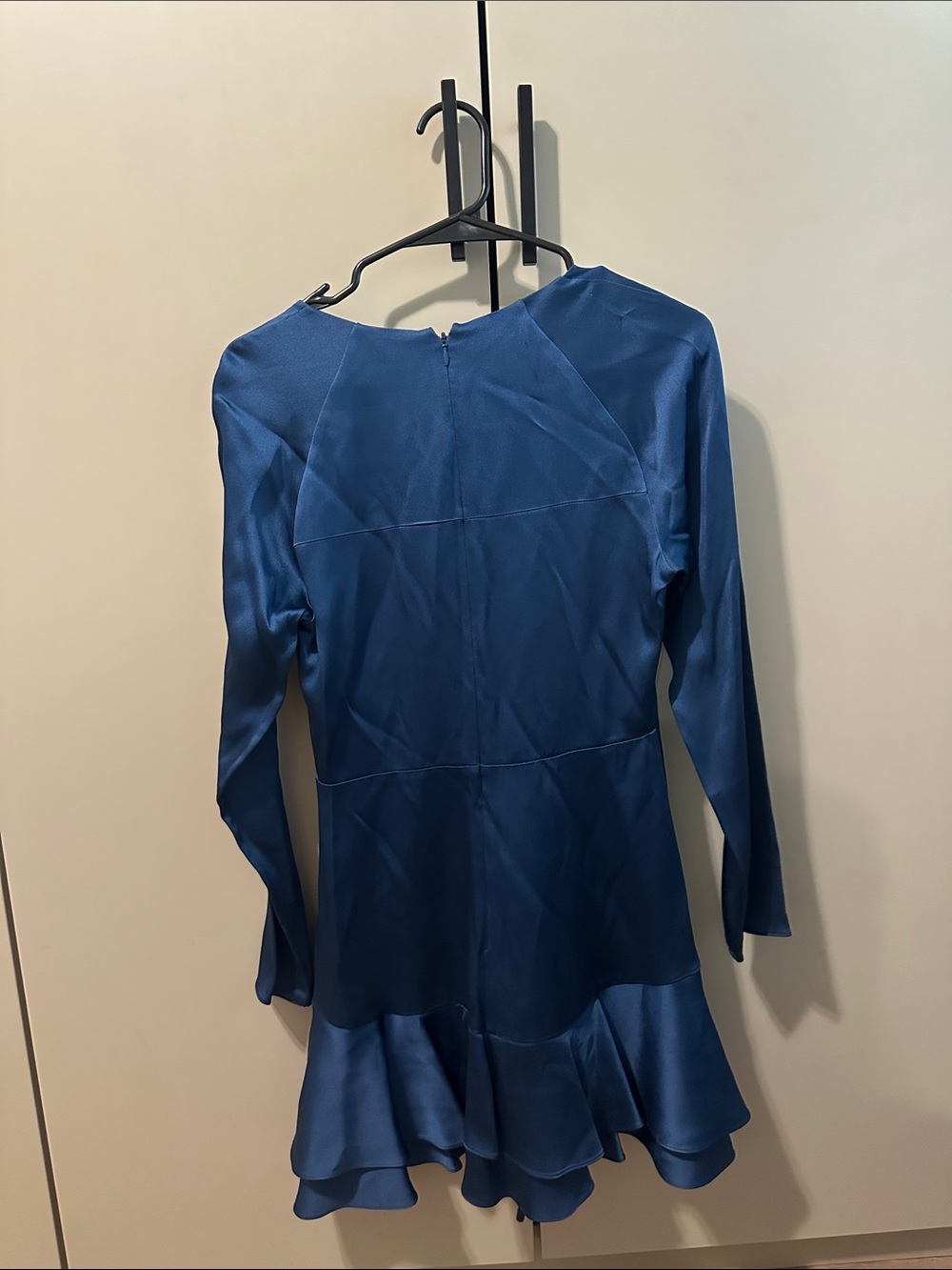 Alexis Hylda Revolve Satin V-Neck Tiered Ruffle Mini Dress - Navy Blue Size XS - Picture 5 of 6